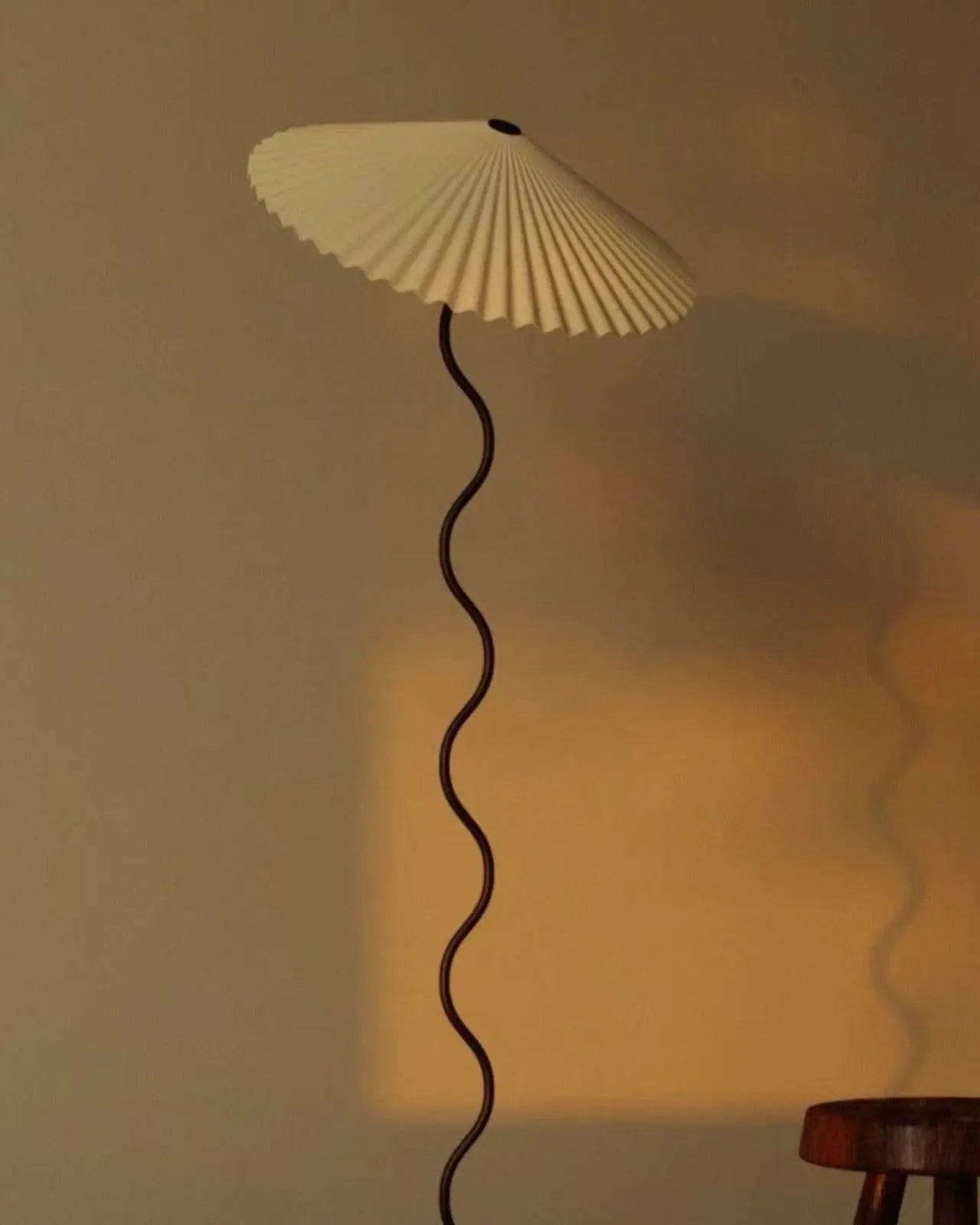 Vintage Danish Pleated Umbrella Bend Base Table Lamp Sofa By Design