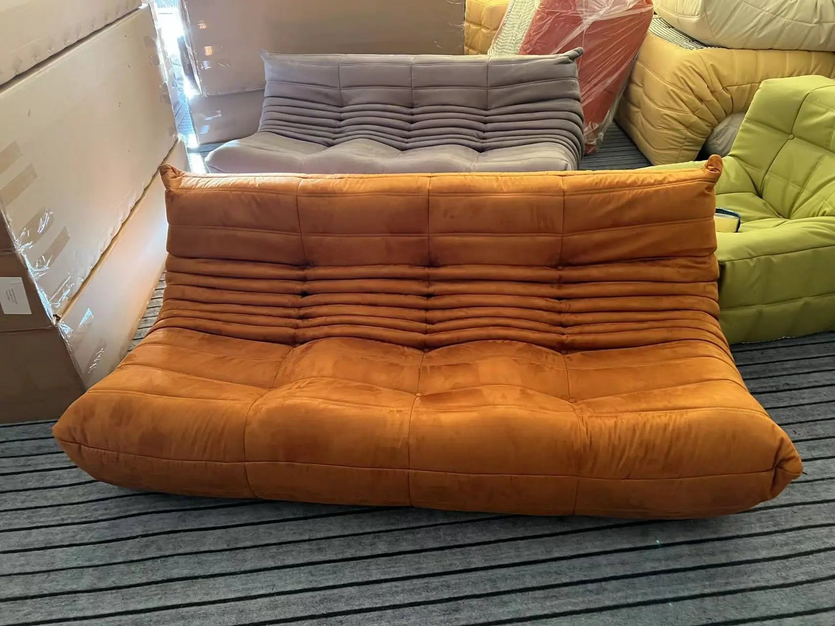 SofaByDesign Fireside Modern Retro Sofa Three Seater lazy Caterpillar Couch - Sofa By Design