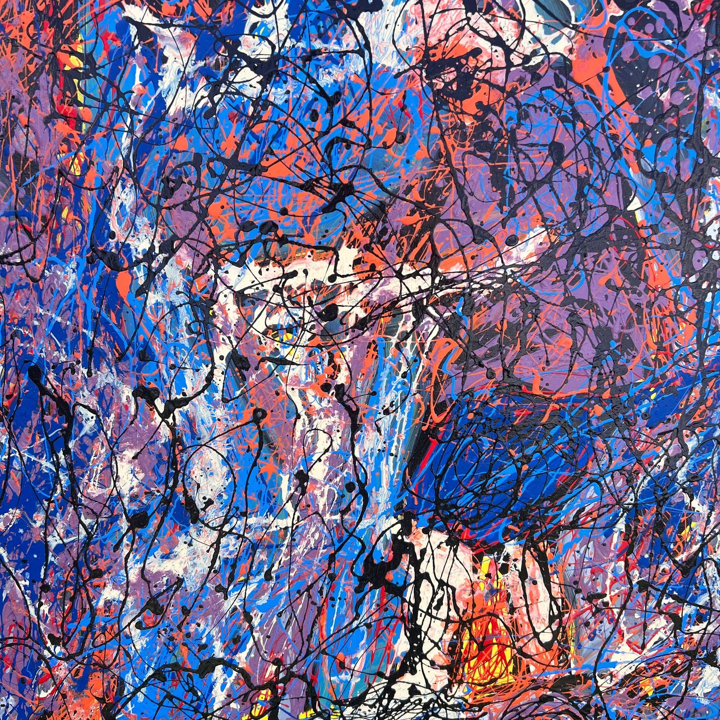 SofaByDesign Orignial Acrylic Paint Spiritual Exercise Hand Painted Wall Arts Action Painting with Figurative Expressionism Sofa By Design