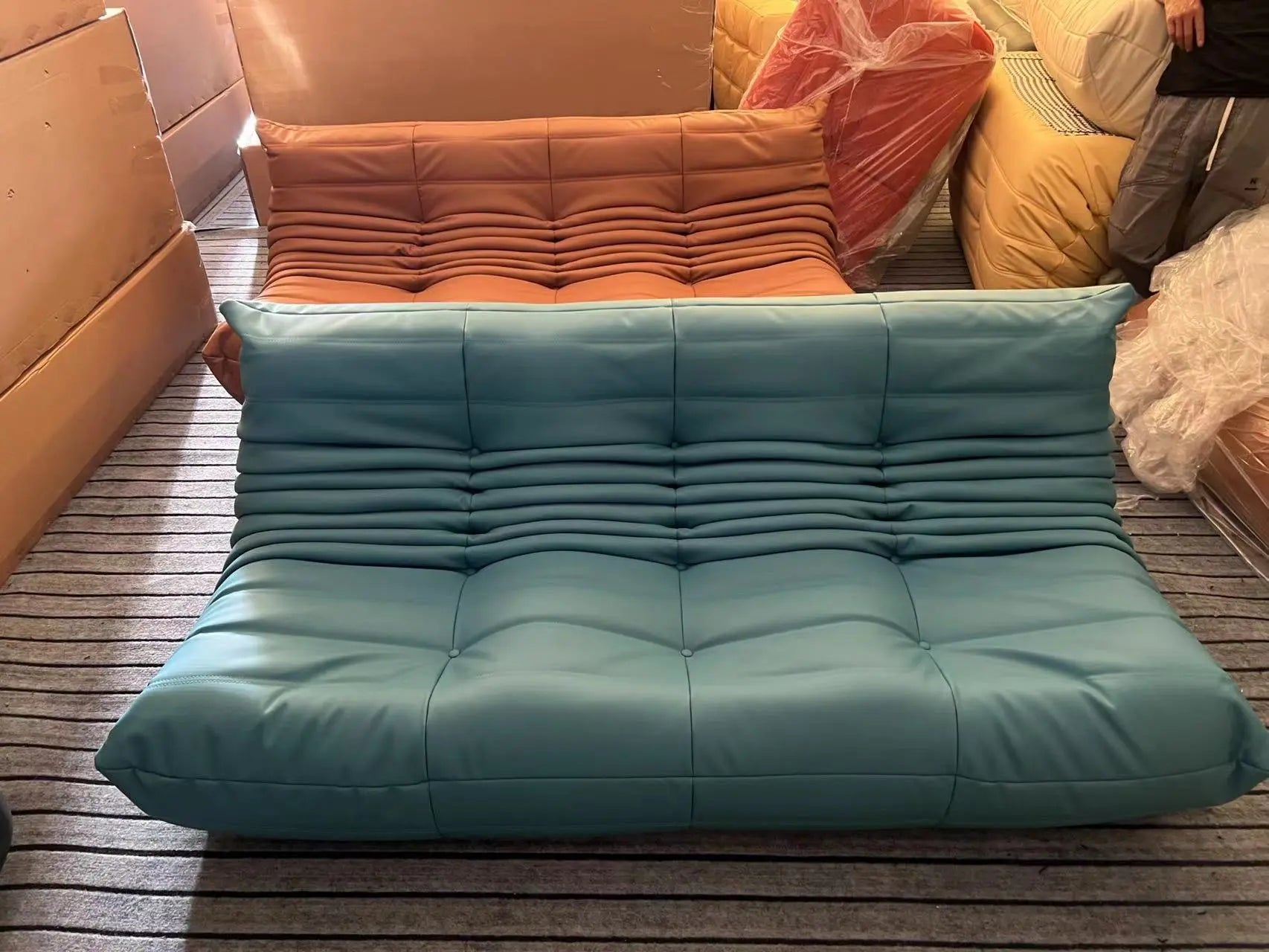 SofaByDesign Fireside Modern Retro Sofa Three Seater lazy Caterpillar Couch - Sofa By Design