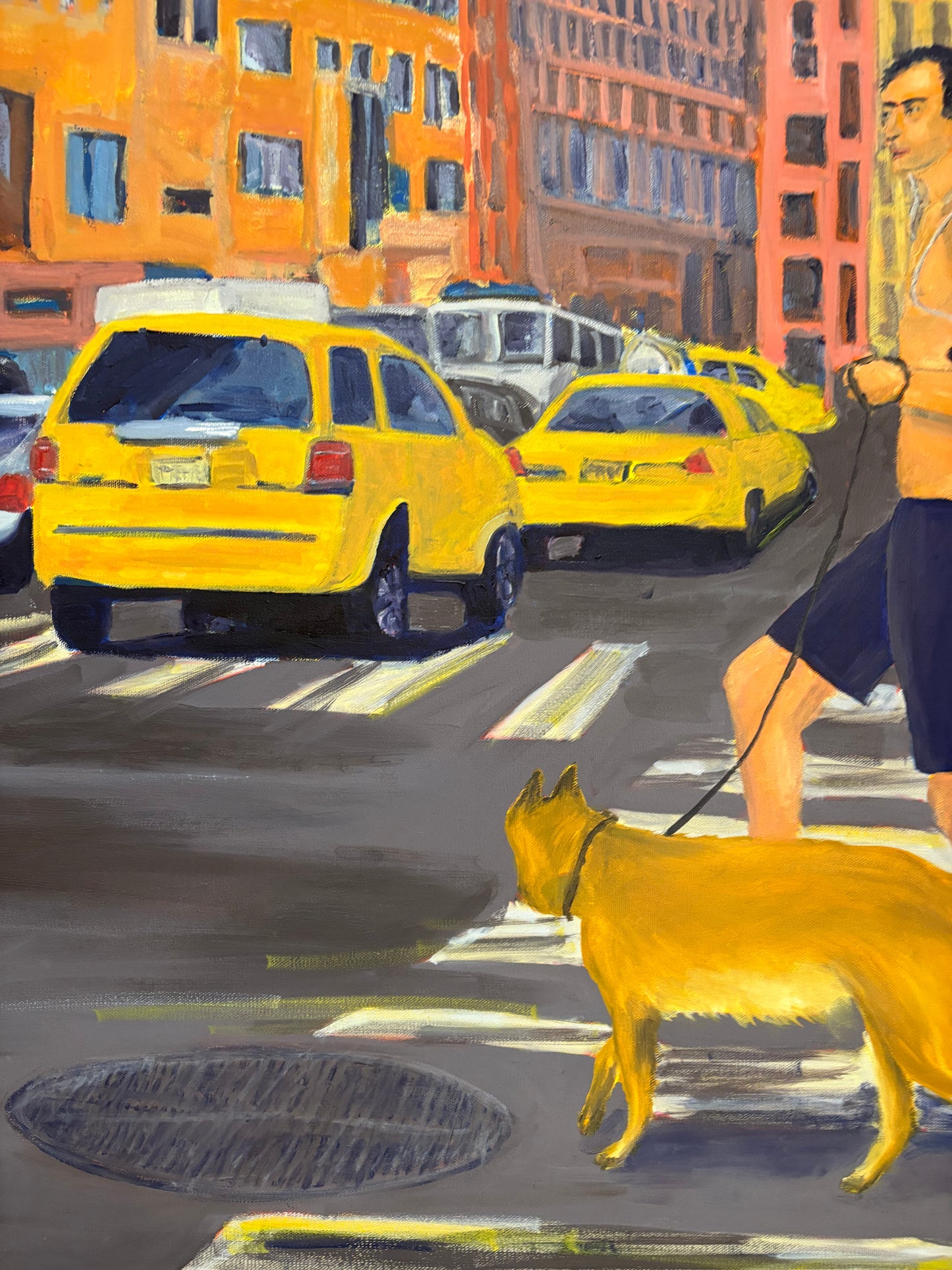 SofaByDesign Orignial Oil Paint New York Dog Walk Hand Painted Wall Arts Sofa By Design