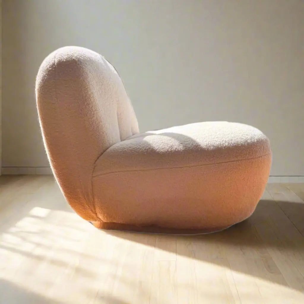 SofaByDesign Boucle sherpa cream white single sofa TopTasteLife