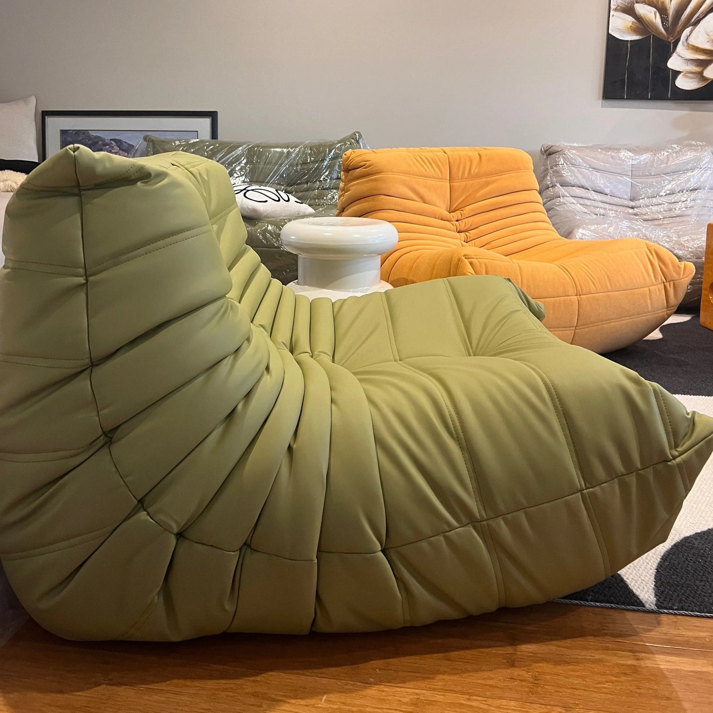 Sofa By Design Avocado Green Microfiber Leather Togo-inspired Chair Replica - Sofa By Design