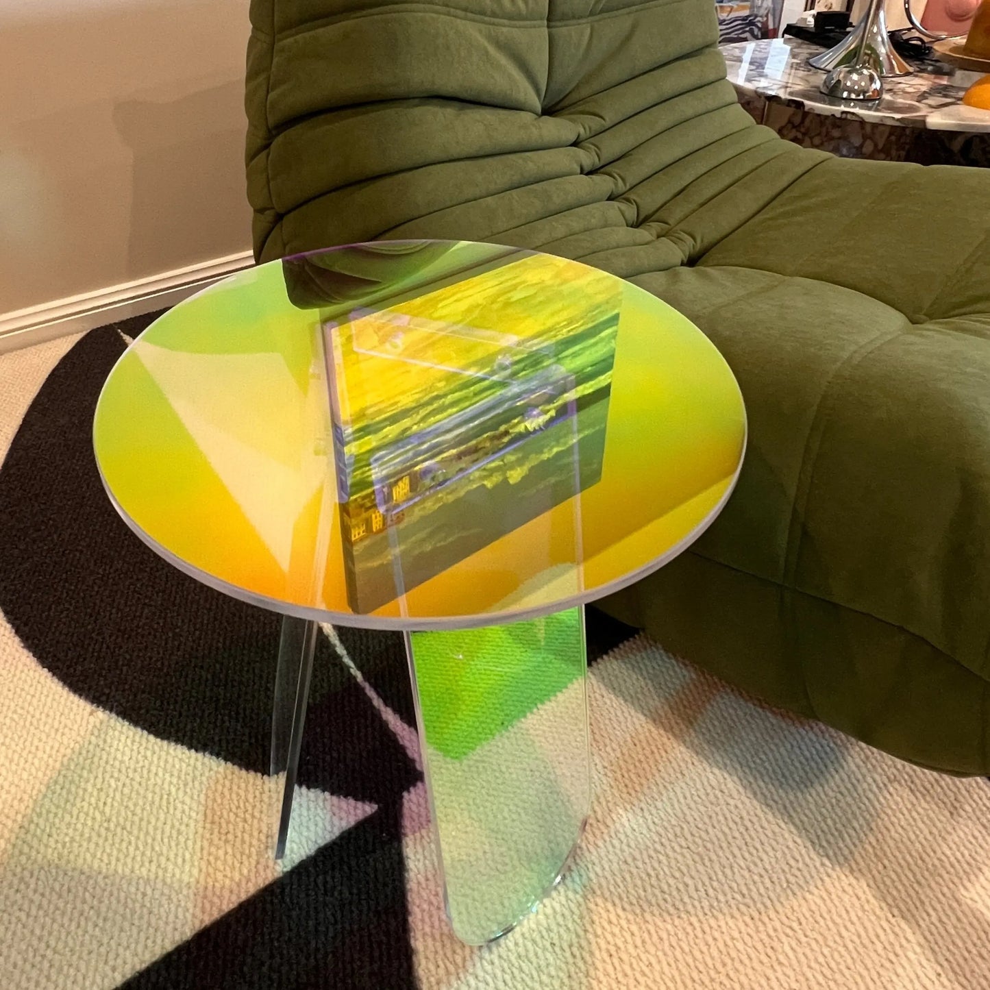 Round Side Table Transparent Colourful Acyclic Coffee Table Sofa By Design