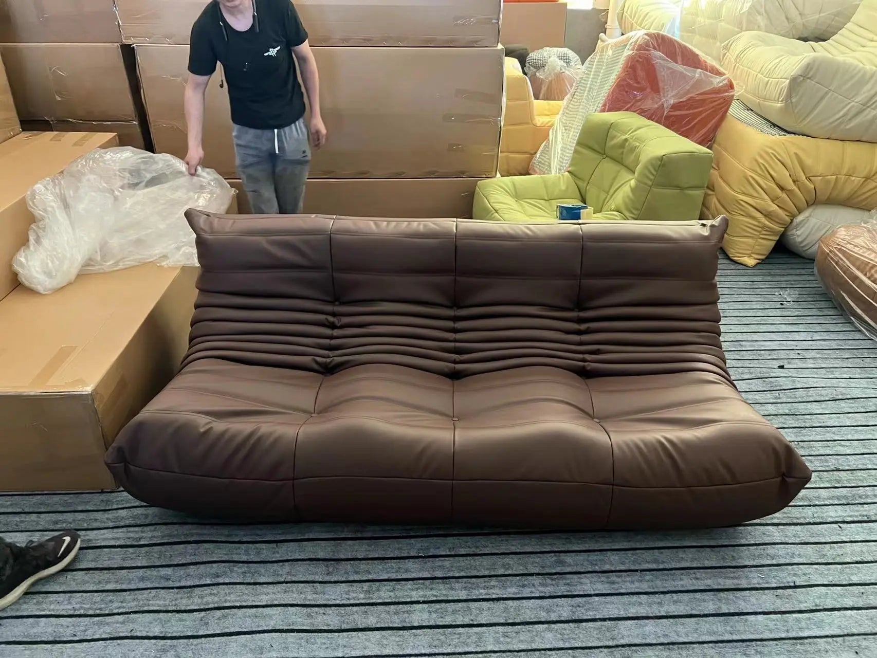 SofaByDesign Fireside Modern Retro Sofa Three Seater lazy Caterpillar Couch - Sofa By Design