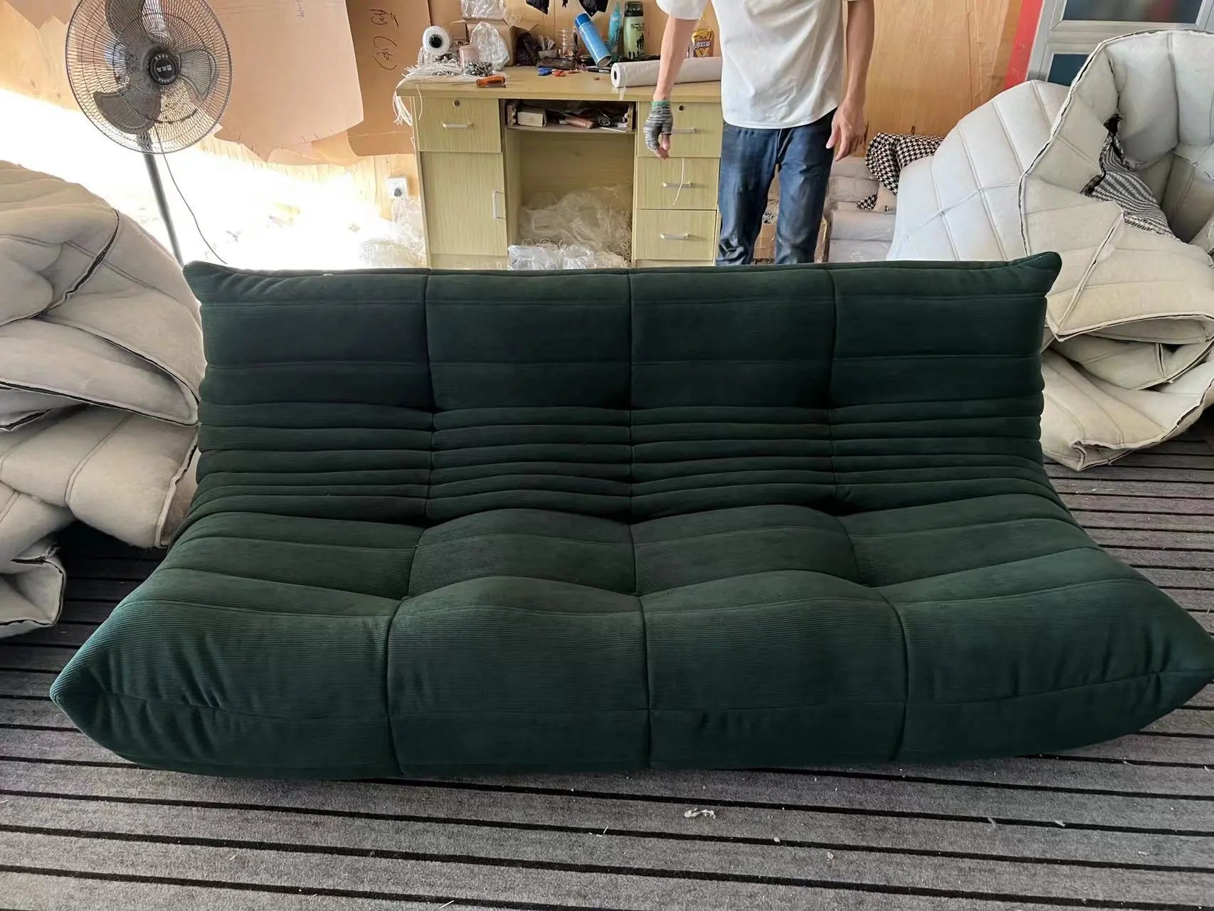 SofaByDesign Fireside Modern Retro Sofa Three Seater lazy Caterpillar Couch - Sofa By Design