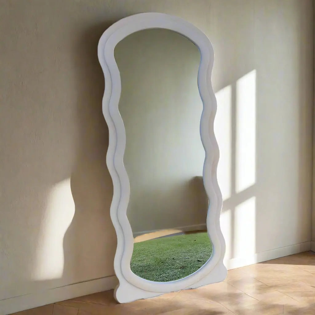 Irregular Modern Beige Velvet Wavy Mirror Sofa By Design