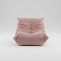 Pink sofa with text indicating 'Caterpillar sofa' and product details on a white background