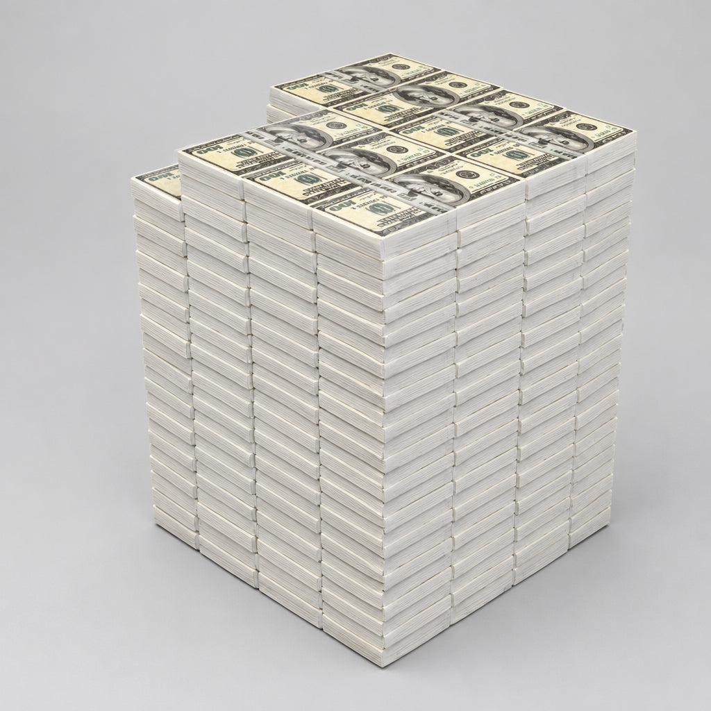 Money stack stool and side table in a pop art US dollar design