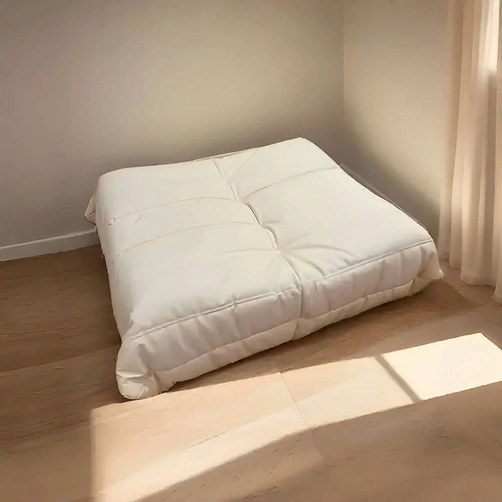 SofaByDesign Cream White/Black Fireside Sofa Ottoman - Sofa By Design