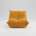 Yellow sofa with text indicating 'Caterpillar sofa' and product details on a white background