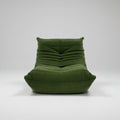 Green bean bag chair with text indicating 'Caterpillar sofa' and product details on a white background