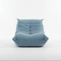 Blue sofa with text indicating 'Caterpillar sofa' and product details on a white background