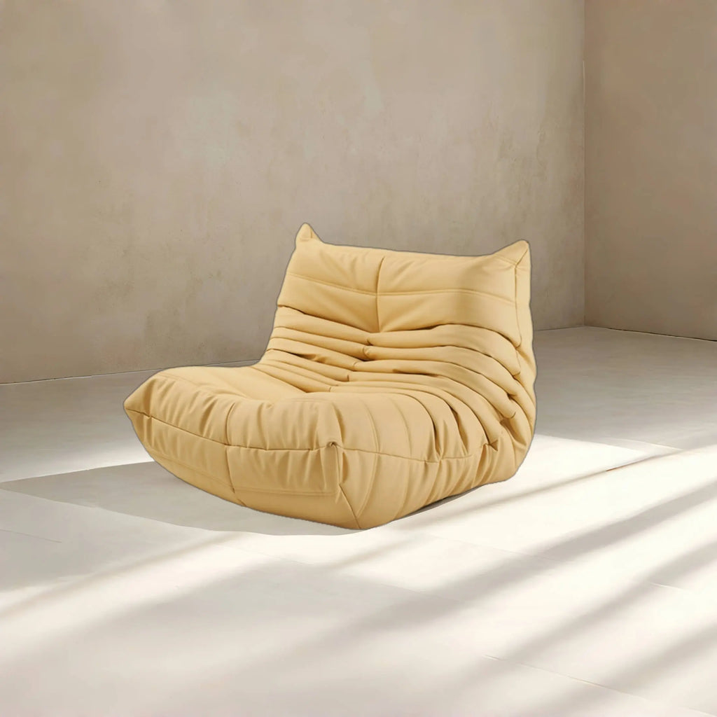 SofaByDesign Yellow Vegan Leather Fireside Sofa Replica TopTasteLife