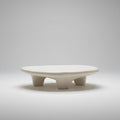 Asymmetrical Tripod White Oval Coffee Table Fiberglass