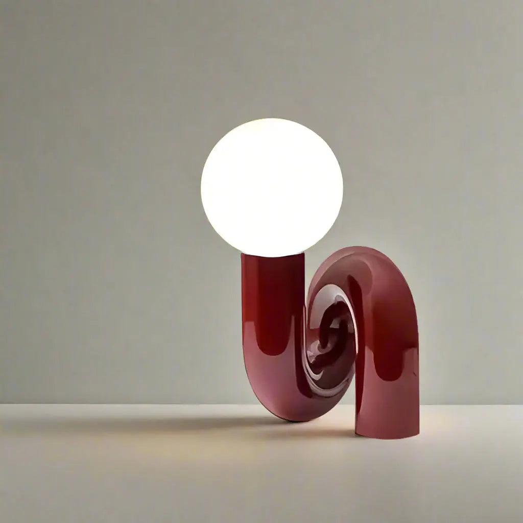 Modern Sculptural Table Lamp – Curved Resin & Glass Globe Light Sofa By Design