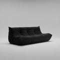 Black vegan suede three seater sofa angled view
