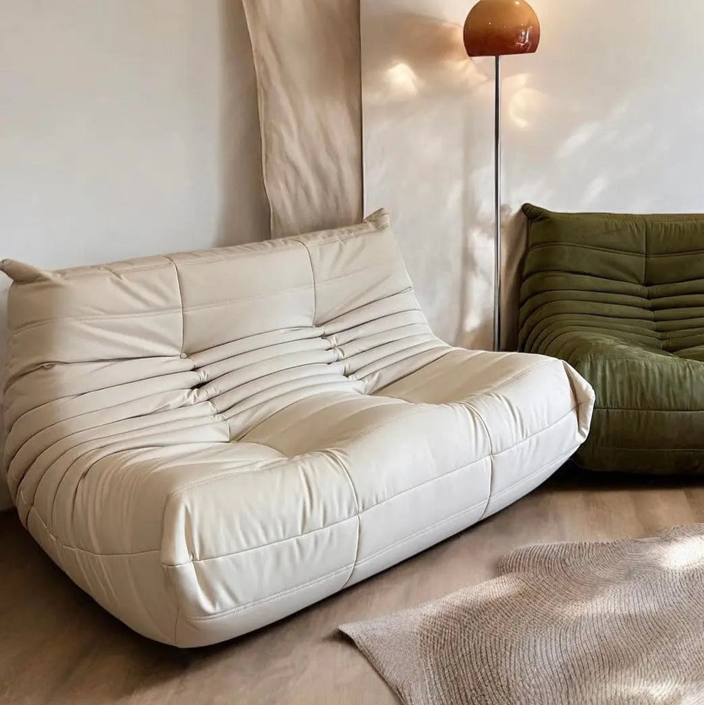 SofaByDesign Fireside sofa cream white vegan leather two seater modern lounge TopTasteLife