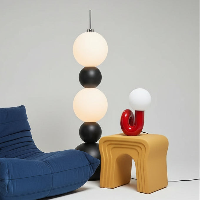 Modern Black & White Globe Floor Lamp – Luxury Minimalist LED Light Sofa By Design