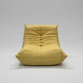 Yellow sofa with text indicating 'Caterpillar sofa' and product details on a white background