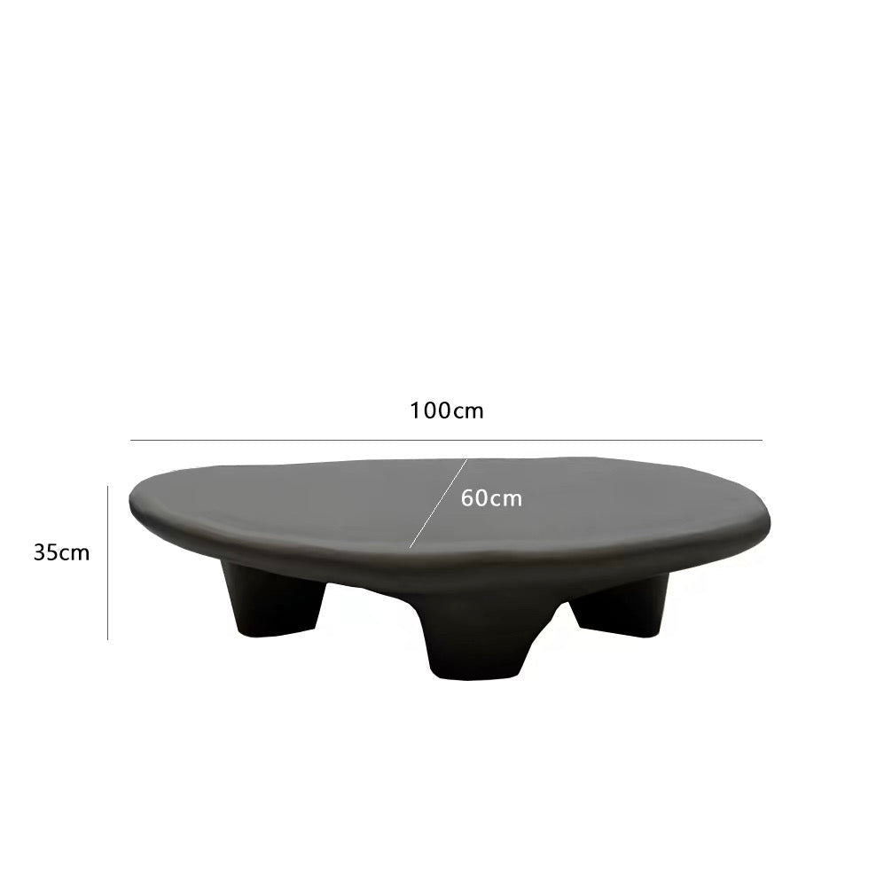 Asymmetrical Tripod Black Oval Coffee Table Fiberglass