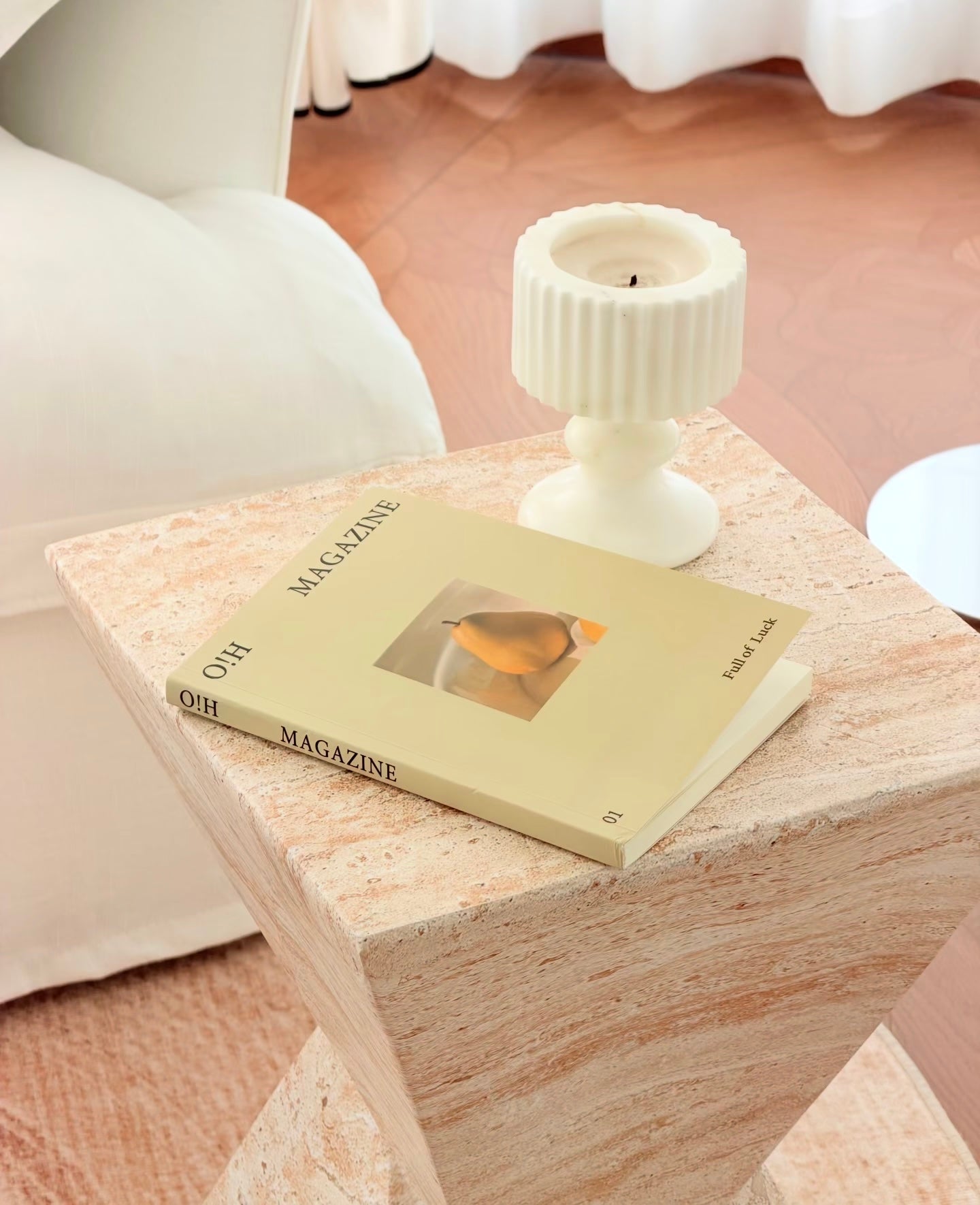 Modern Sculptural Side Table – Twisted Tri-Form Accent Piece