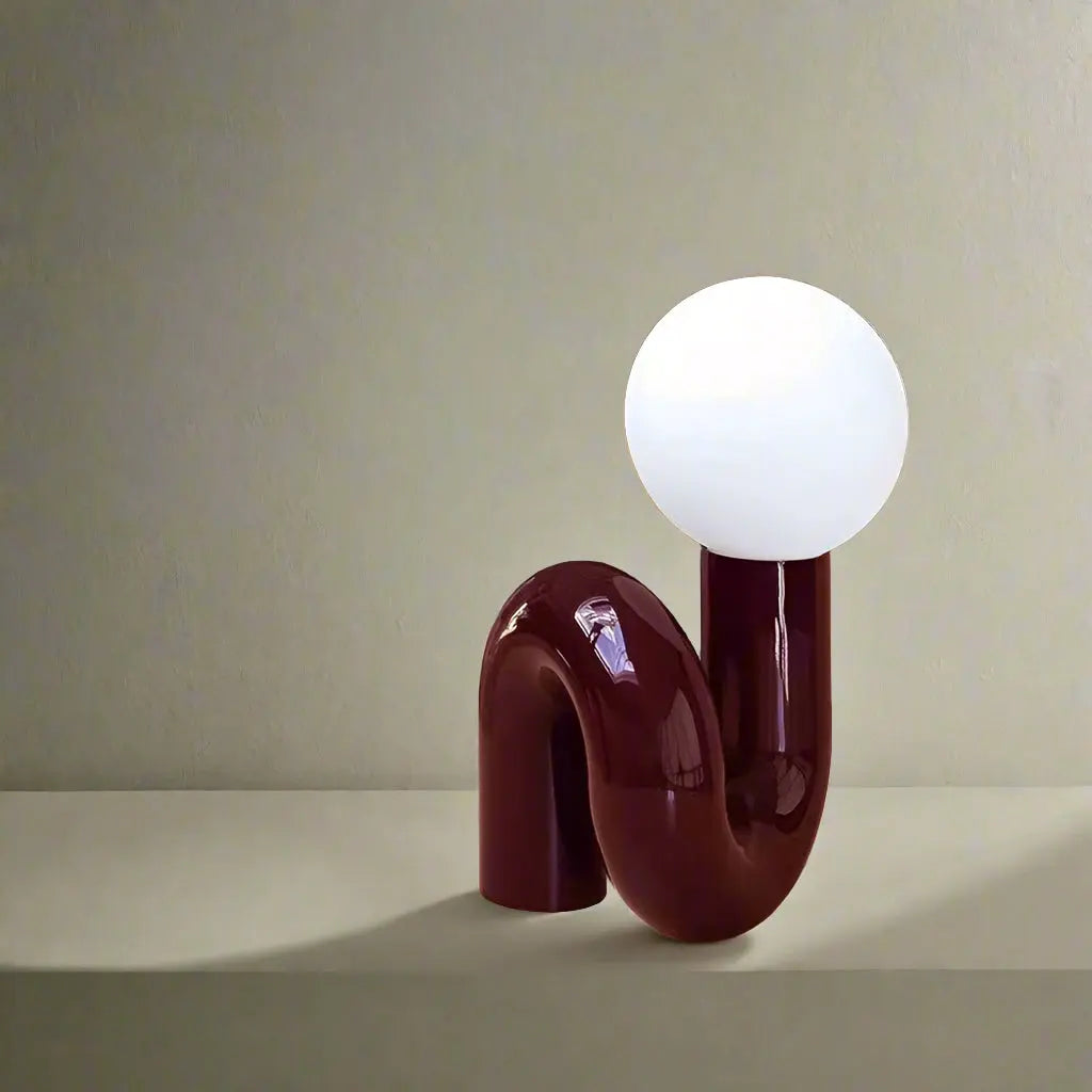 Modern Sculptural Table Lamp – Curved Resin & Glass Globe Light Sofa By Design