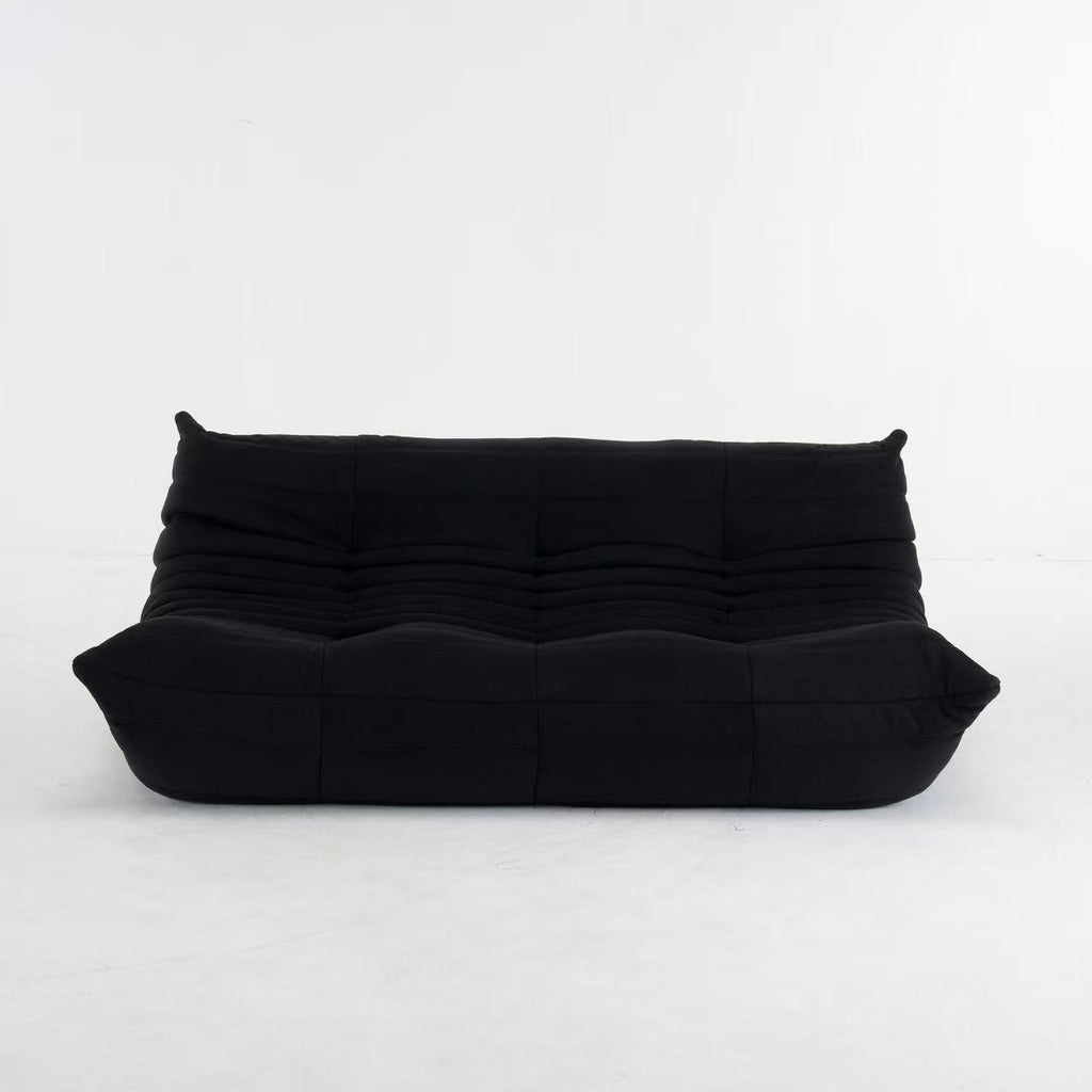 Sofa By Design Fireside Togo-Inspired Sofa Black Suede Three Seater Lounge