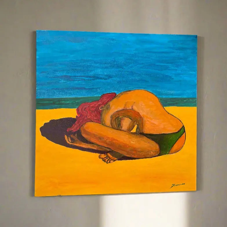 SofaByDesign Orignial Beach Meditation Hand Painted Wall Arts Acrylic and Ink on Canvas Painting Sofa By Design