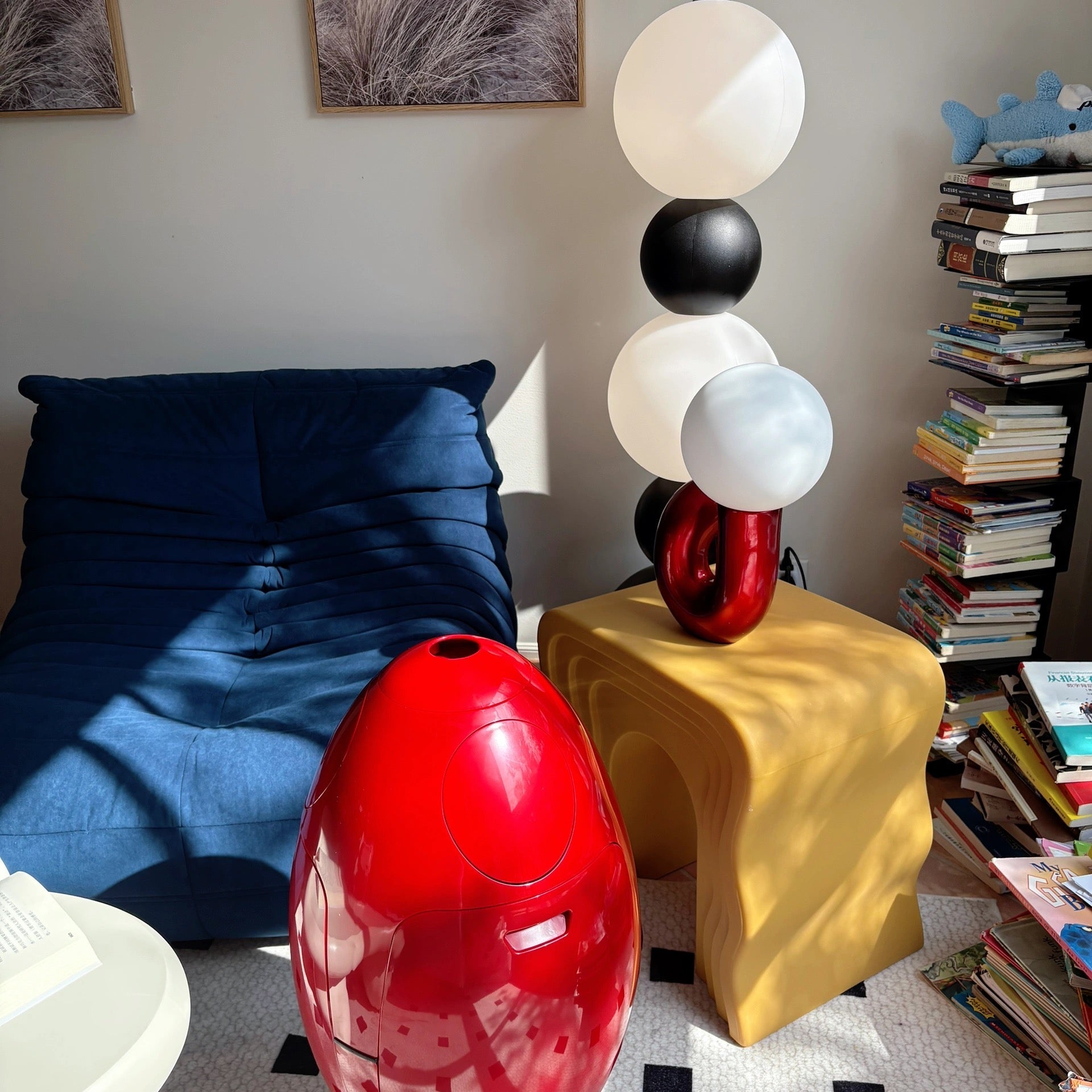 Wavy Modern Yellow Stool | Sculptural Side Table | Bold Retro Accent Seat Sofa By Design