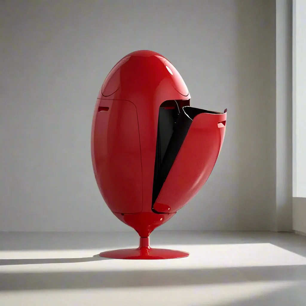Modern Red Dinosuar Egg Bin Trash Can With Bottle Crusher Sofa By Design