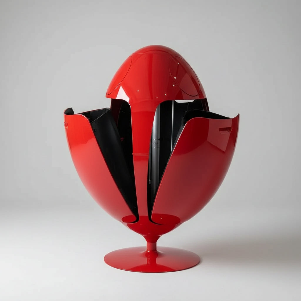 Modern Red Dinosuar Egg Bin Trash Can With Bottle Crusher Sofa By Design