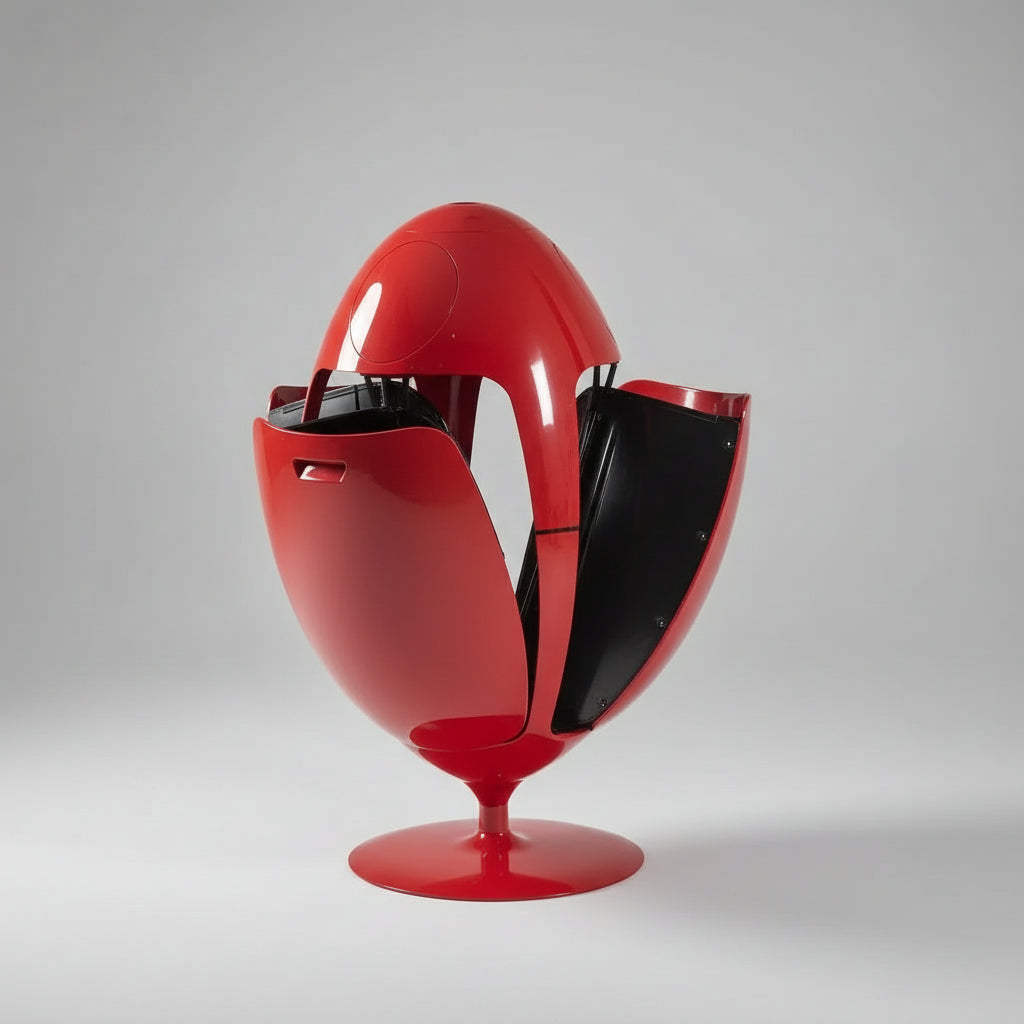 Modern Red Dinosuar Egg Bin Trash Can With Bottle Crusher Sofa By Design