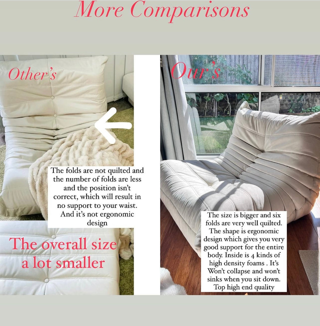 SofaByDesign Fireside Togo Sofa Chair Cream White Eco Suede Sofa By Design