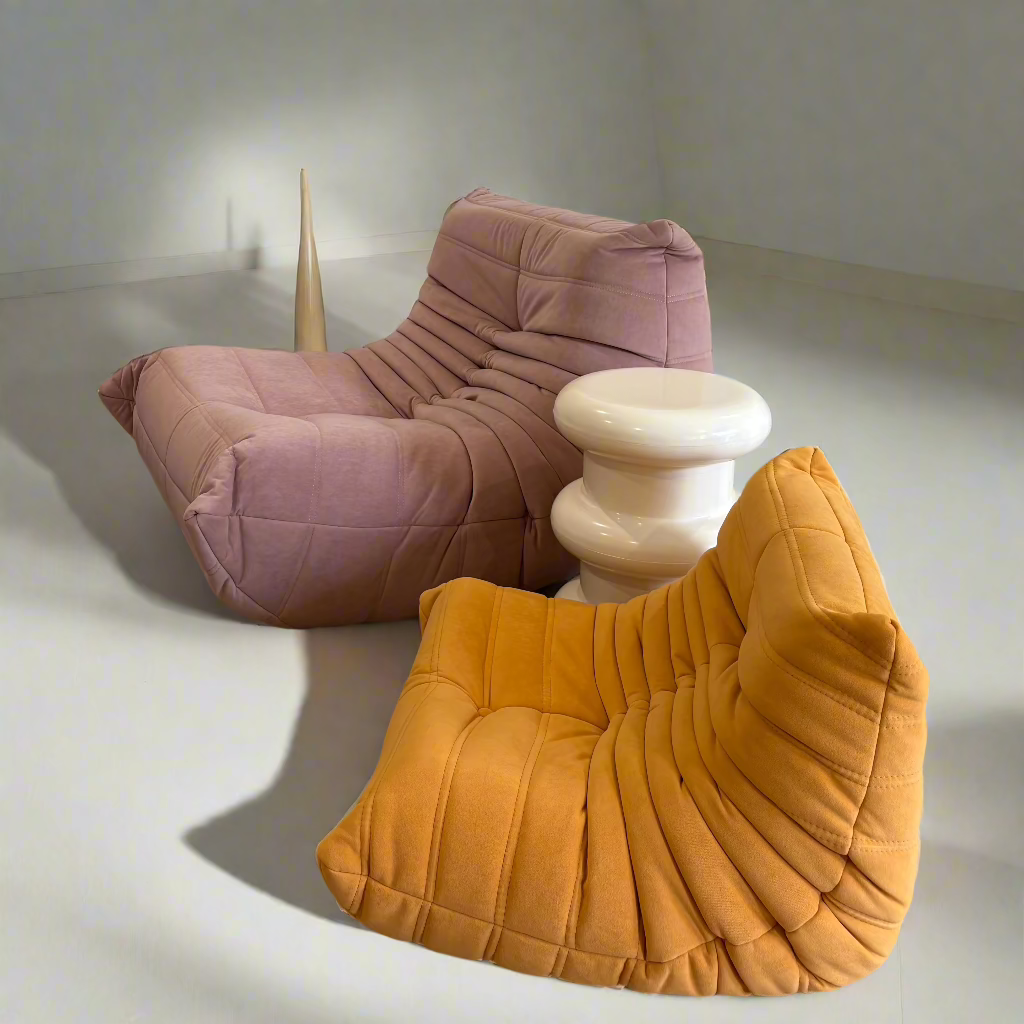 SofaByDesign Pink Vegan Suede Fireside Sofa Single Seater modern lounge - Sofa By Design