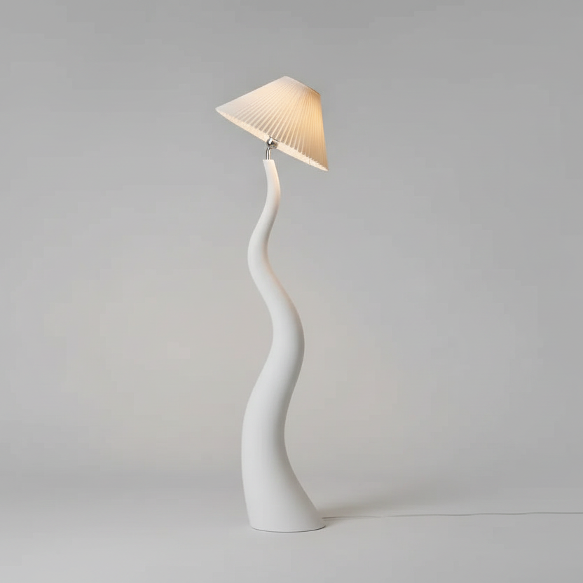 Twisted Floor Lamp Pleated Shade Zigzag Modern Style Sofa By Design