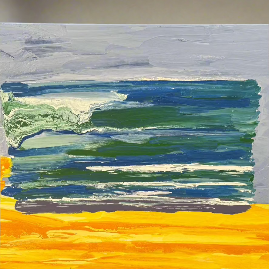 "Shoreline Serenity" - Original seascape abstract beach painting Sofa By Design