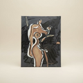 Ethereal Muse - Sofa by design An abstract nude painting featuring a stylized female figure in earthy browns and whites, set against a dark, expressive background with fluid brushstrokes.
