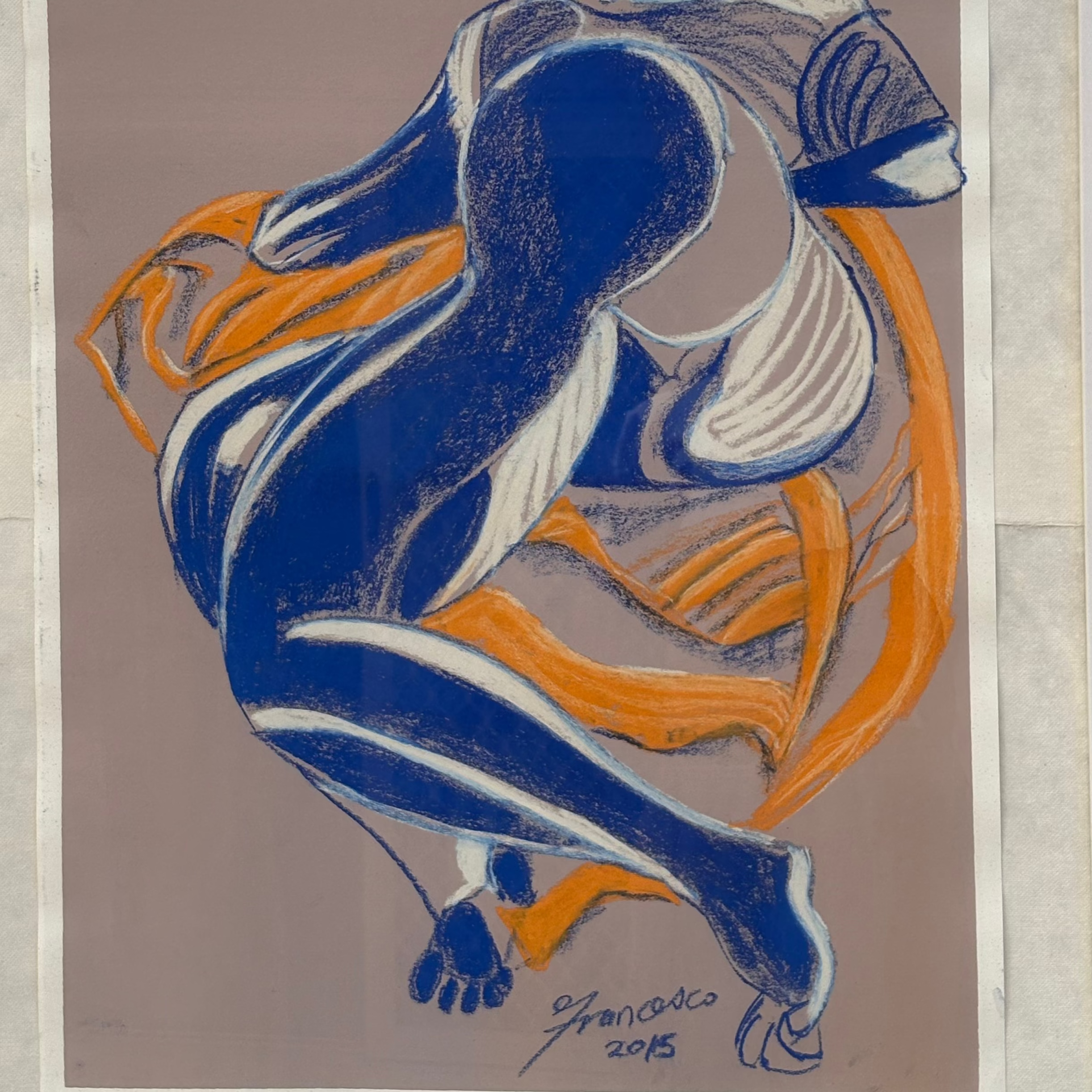 "Repose in Colour: The Serenity of Form" - Framed pastel nude original figurative pastel art Sofa By Design