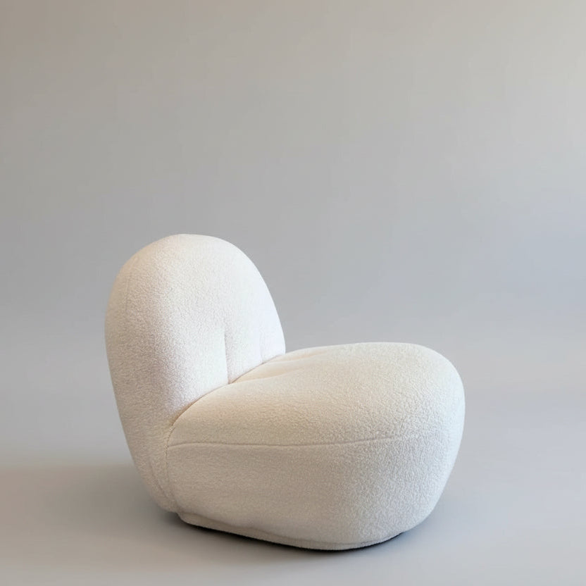 SofaByDesign Boucle sherpa cream white single sofa TopTasteLife