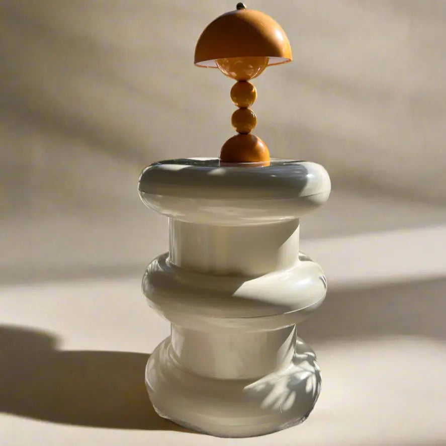 Cream White Chubby Round Side Table Stool Decor Geometric Modern Design Sofa By Design