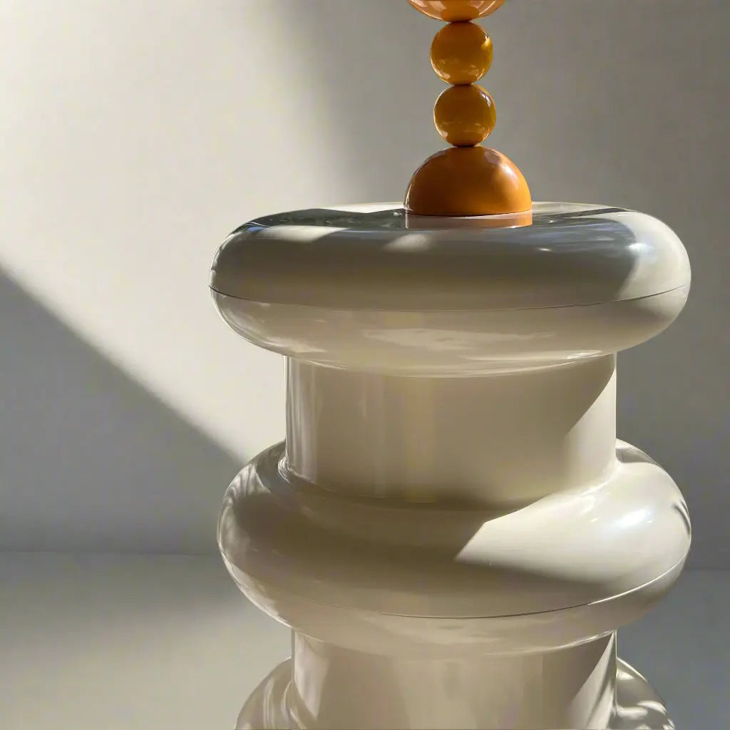 Cream White Chubby Round Side Table Stool Decor Geometric Modern Design Sofa By Design