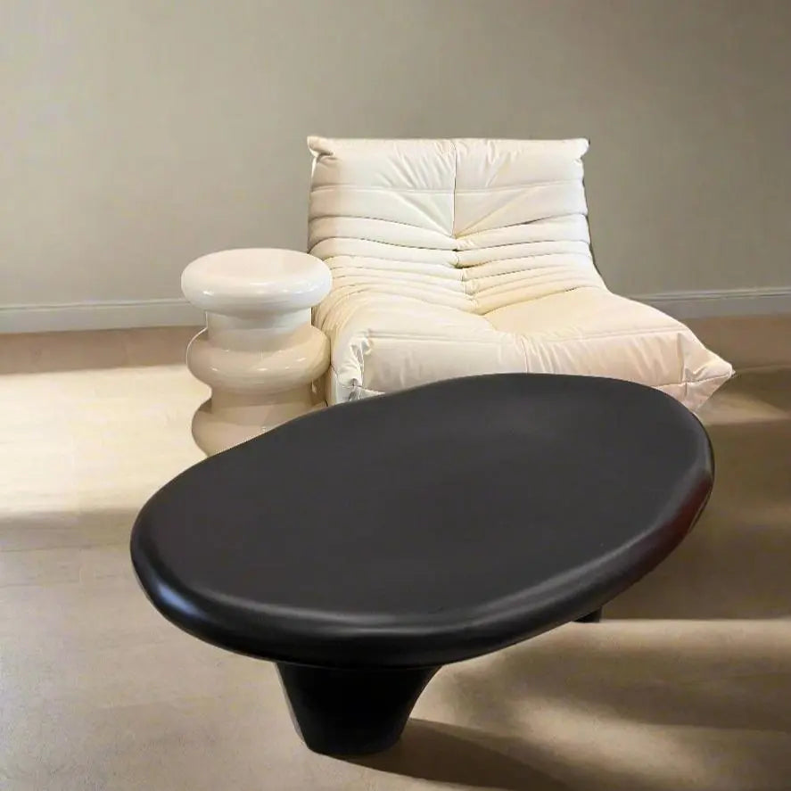 Asymmetrical Tripod Black Oval Coffee Table Fiberglass Sofa By Design