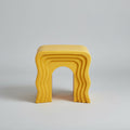 Wavy Modern Yellow Stool | Sculptural Side Table | Bold Retro Accent Seat Sofa By Design