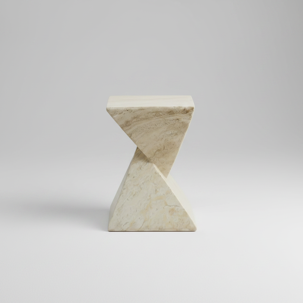 Modern Sculptural Side Table – Twisted Tri-Form Accent Piece