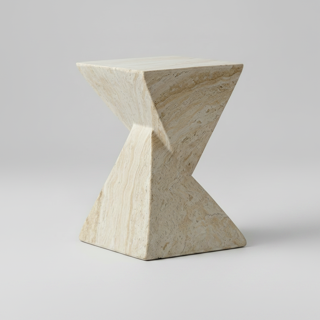 Modern Sculptural Side Table – Twisted Tri-Form Accent Piece