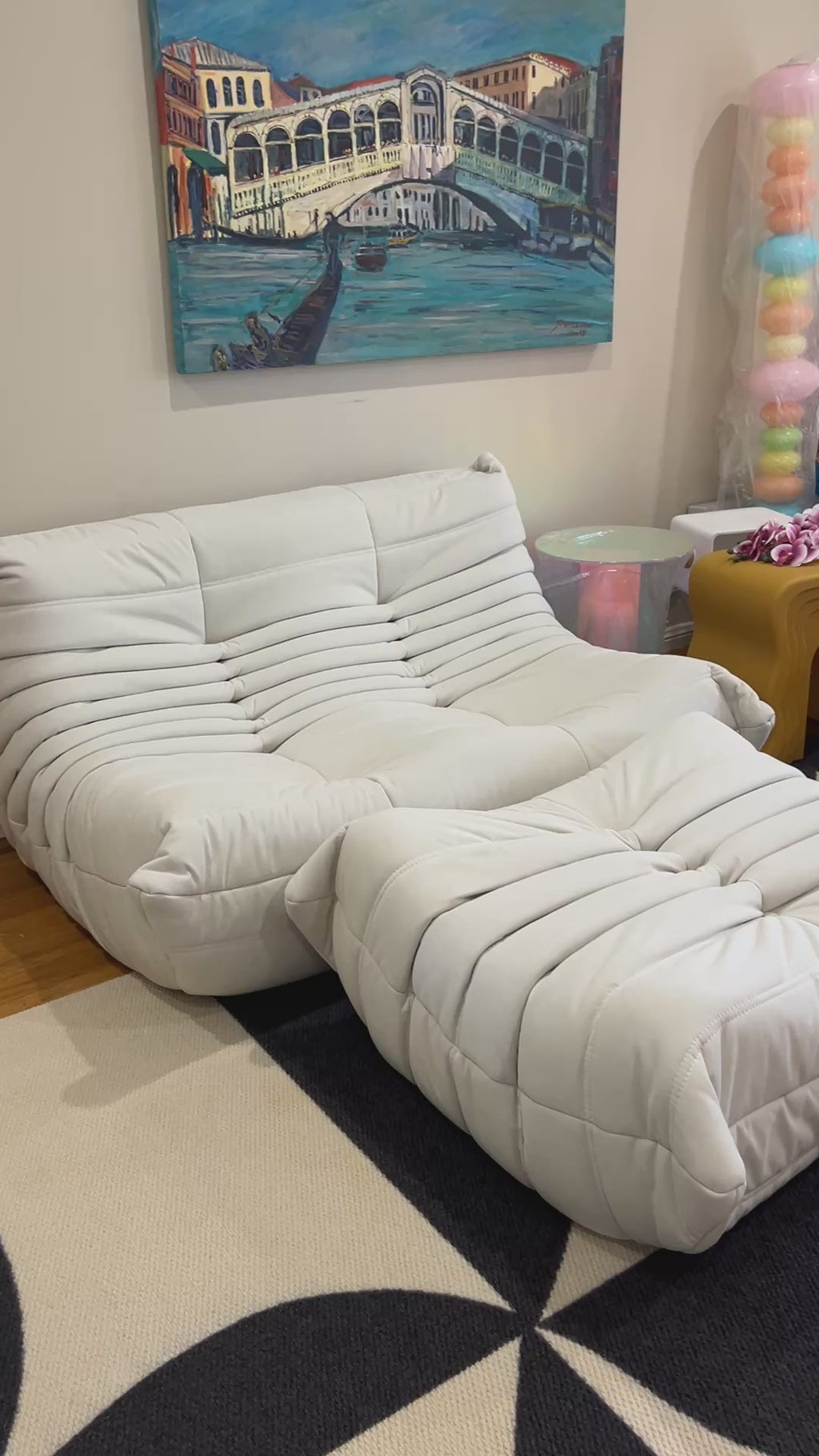 Fireside couch cream white suede double seater modern lounge Sydney