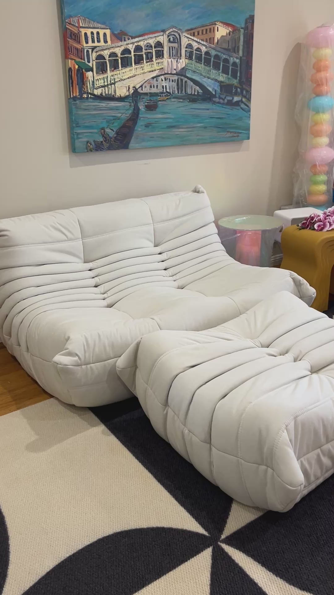 Fireside couch cream white suede double seater modern lounge Sydney