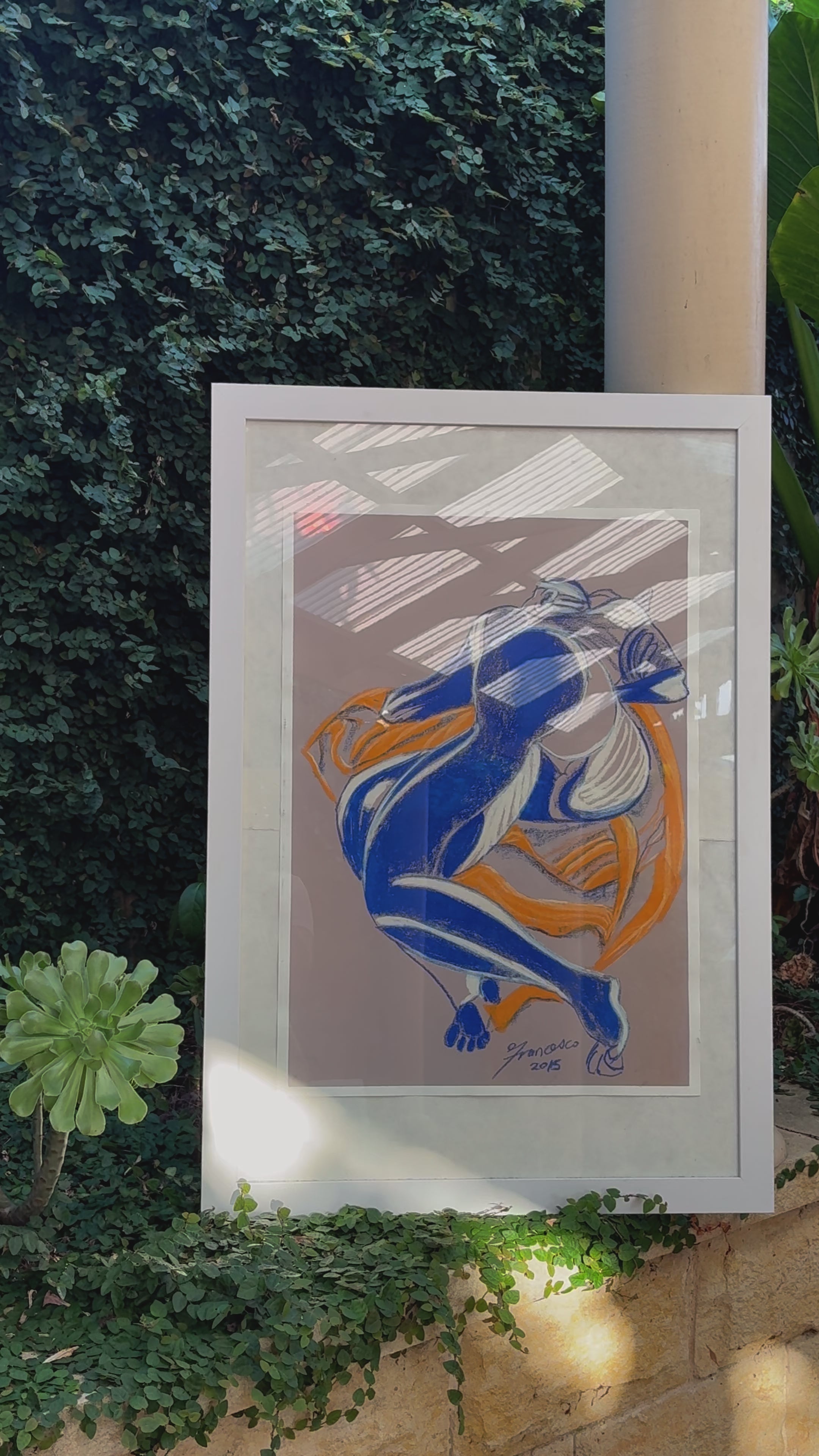 "Repose in Colour: The Serenity of Form" - Framed pastel nude original figurative pastel framed pastel art