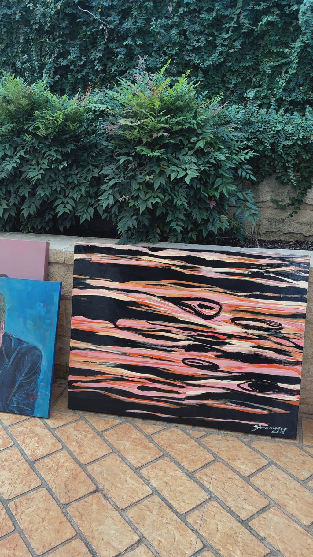 "Liquid Sunset" - Original sunset abstract seascape painting